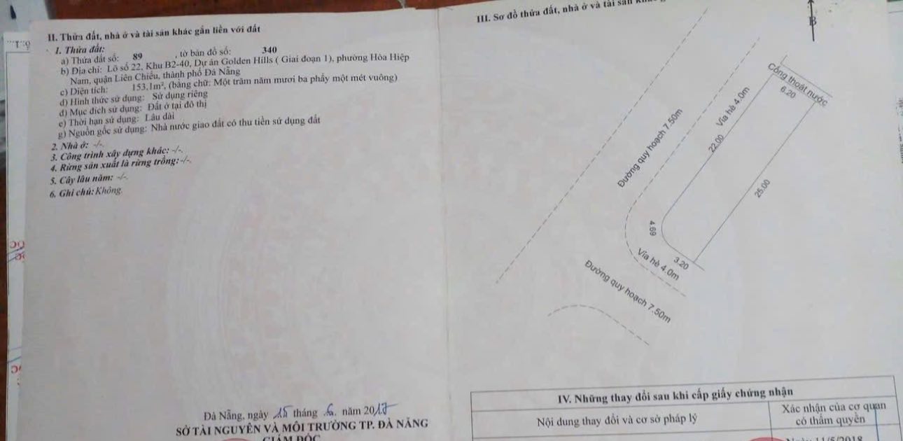 Đất nền lô góc 2 mặt tiền Khu Golden Hill, Đà Nẵng 153m² giá 5.6 tỷ - Cơ hội đầu tư hấp dẫn!