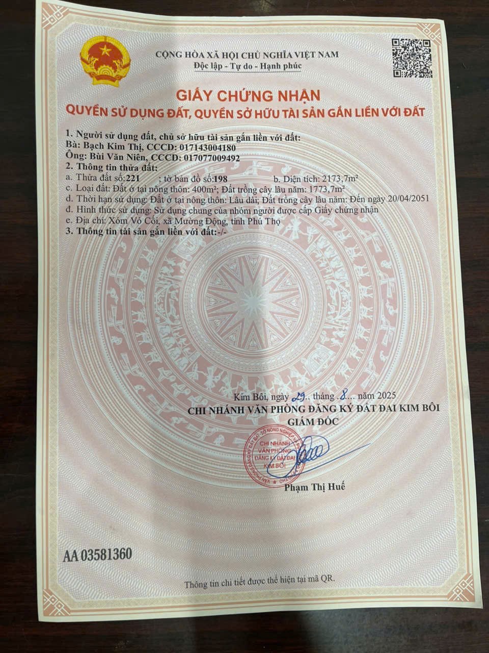 Đất nền xã Vĩnh Tiến 1145m² giá 2 tỷ - Vị trí vàng hiếm có!