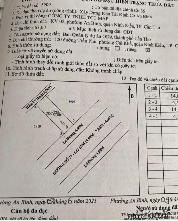 Đất nền 63m² đường Số 27, An Bình, Cần Thơ - Chốt giá 2.1 tỷ!