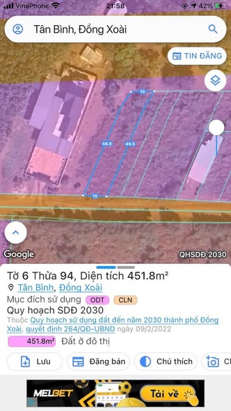Lô đất 500m² tại KCN Đồng Xoài 3 giá 2.4 tỷ - Đầu tư sinh lời ngay!