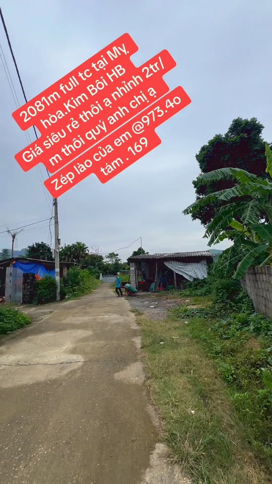 Đất thổ cư 2081m² tại Mỵ Hòa Kim Bôi - Giá đầu tư hấp dẫn!