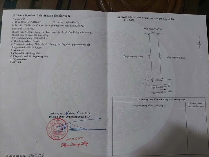 Đất nền Chiêu Chinh, Kiến An 87m² giá 1.35 tỷ - Sổ đỏ chính chủ