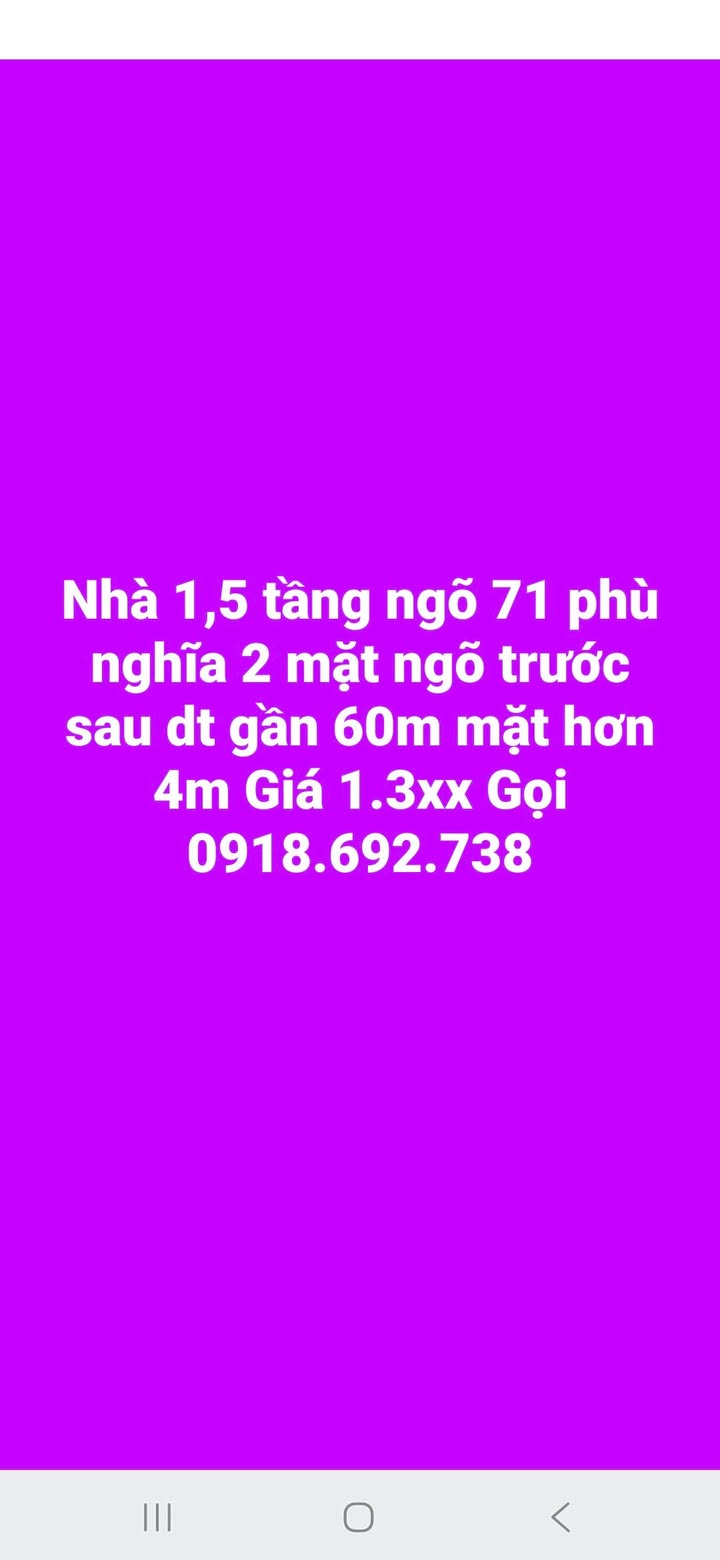 Nhà 1,5 tầng tại Ngõ 71 Phù Nghĩa, 60m² chỉ 1.3 tỷ - Đầu tư sinh lời!