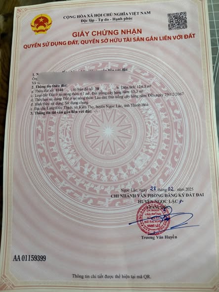Đất nền Kiên Thọ, Ngọc Lặc, Thanh Hóa 120m² giá chỉ 75 triệu - Sổ đỏ chính chủ!
