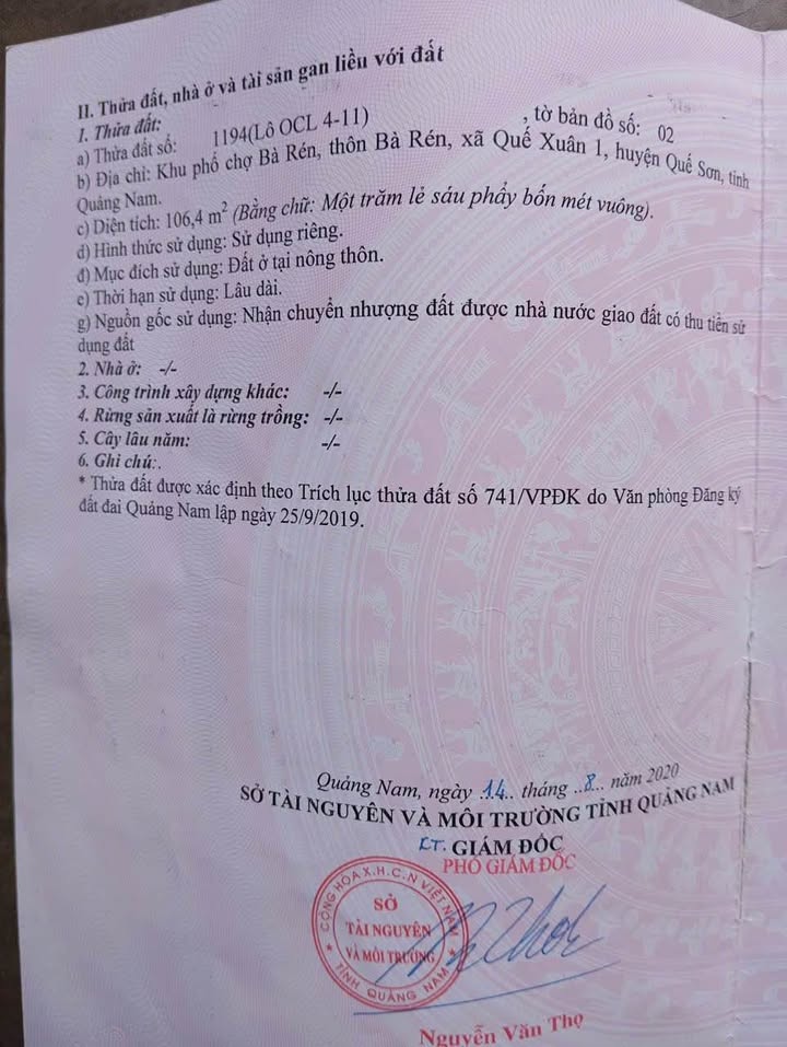 Đất nền đẹp tại Quế Xuân 106.4m² giá 1.8 tỷ - Tiềm năng đầu tư vượt trội!