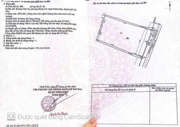 Bán đất mặt tiền đường Tầm Vu, quận Ninh Kiều, diện tích 2126m² - Cơ hội đầu tư lý tưởng!