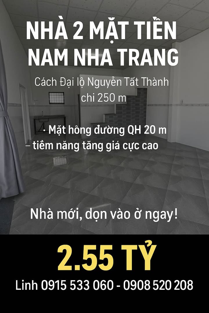 Nhà 2 mặt tiền tại Phường Nam Nha Trang 101.5m² giá 2.55 tỷ - Đầu tư sinh lời cao!