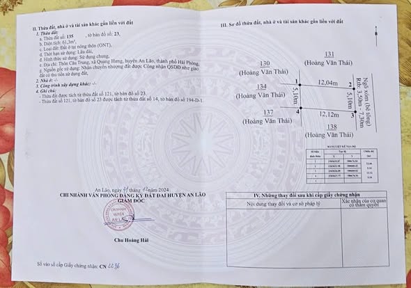 Nhà riêng Quang Hưng An Lão 61.3m² giá 800 triệu - Hướng Đông mát mẻ!