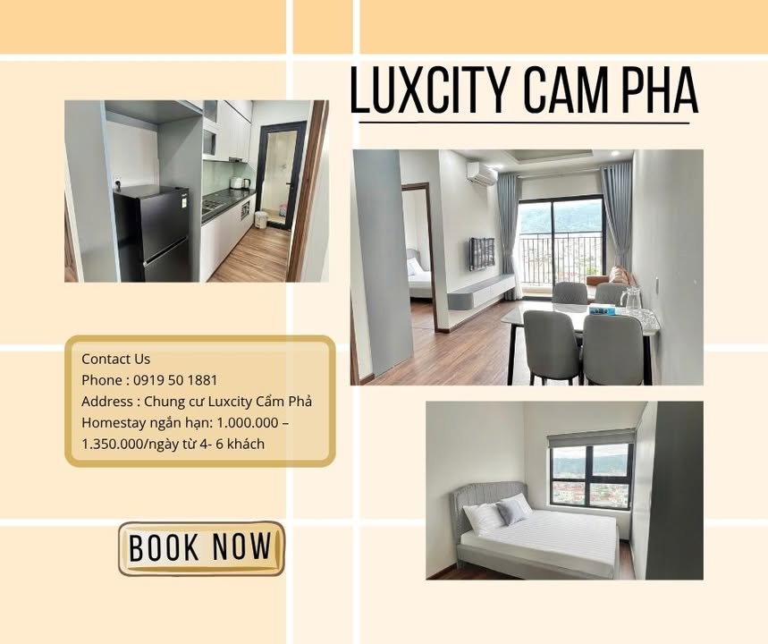 Căn hộ cho thuê Luxcity Cẩm Phả 60m² giá 1 triệu/ngày - Phong cách sống hiện đại