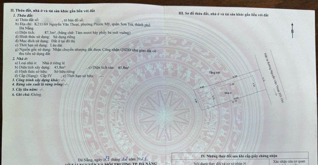 Đất nền Nguyễn Văn Thoại, Sơn Trà, Đà Nẵng 87m² giá 6.43 tỷ - Hướng Đông mát mẻ gần biển!