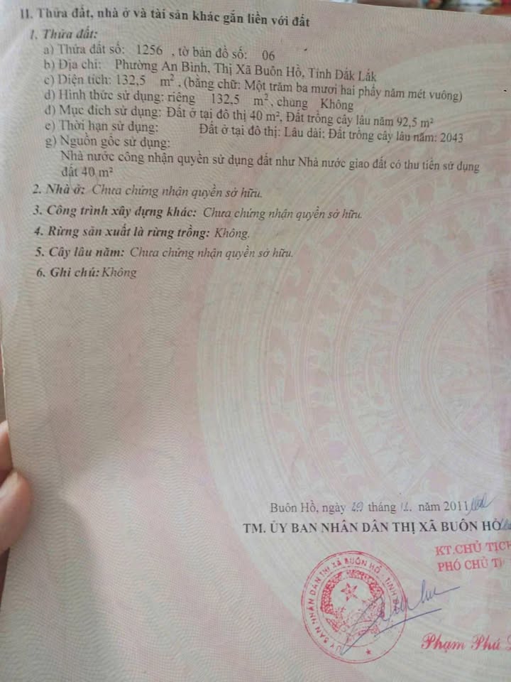 Đất nền An Bình Buôn Hồ 132m² giá thỏa thuận - Cần bán gấp!