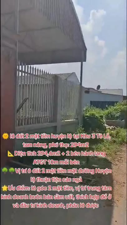 Đất nền Tề Lễ, Tam Nông 295m² giá 1 tỷ - Đầu tư sinh lời ngay!