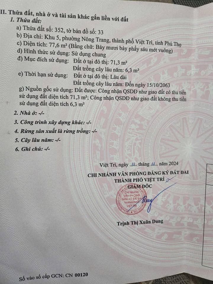 Đất nền phường Nông Trang, Việt Trì 77.6m² giá 4.6 tỷ - Cơ hội đầu tư hấp dẫn!