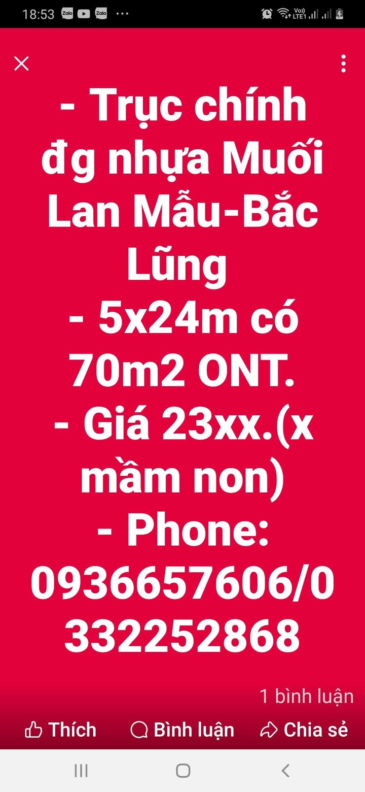 Đất nền Lục Nam Bắc Giang 120m² giá 2.3 tỷ - Sổ đỏ chính chủ