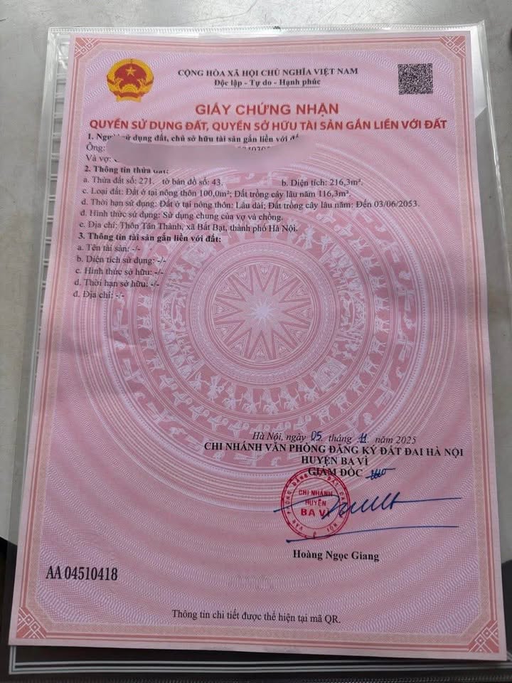 Đất nền đẹp tại Vô Khuy, Cẩm Lĩnh 216m² giá chỉ 1x tỷ - Cơ hội đầu tư hấp dẫn!