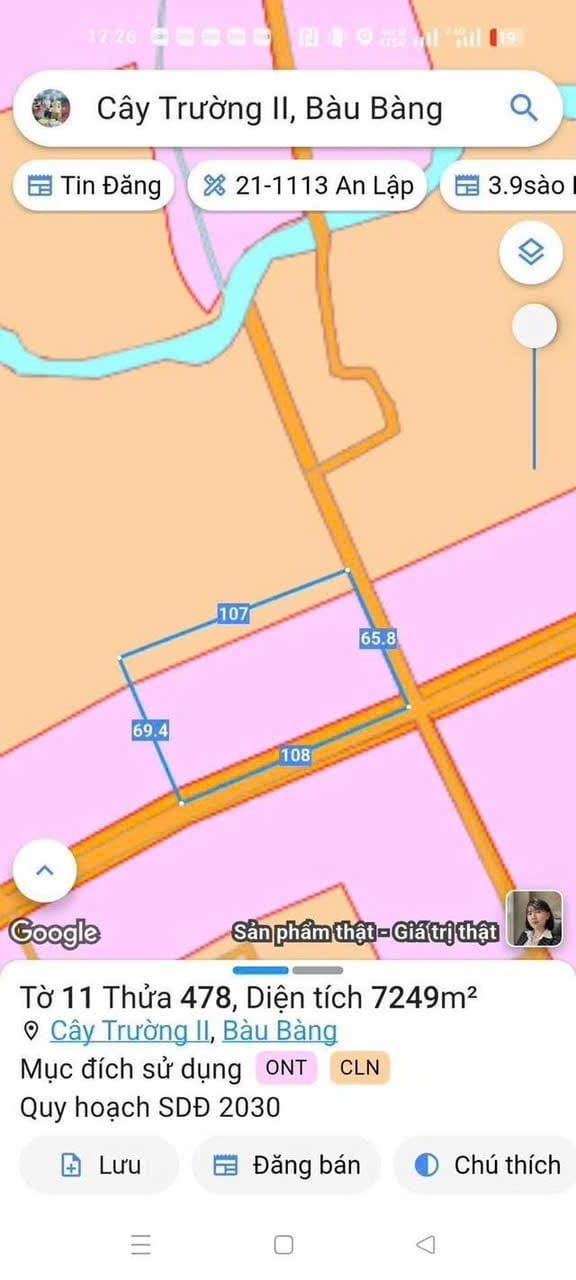 Đất nền Cây Trường II Bàu Bàng 7452m² giá 5.5 tỷ - Đầu tư sinh lời dễ dàng!