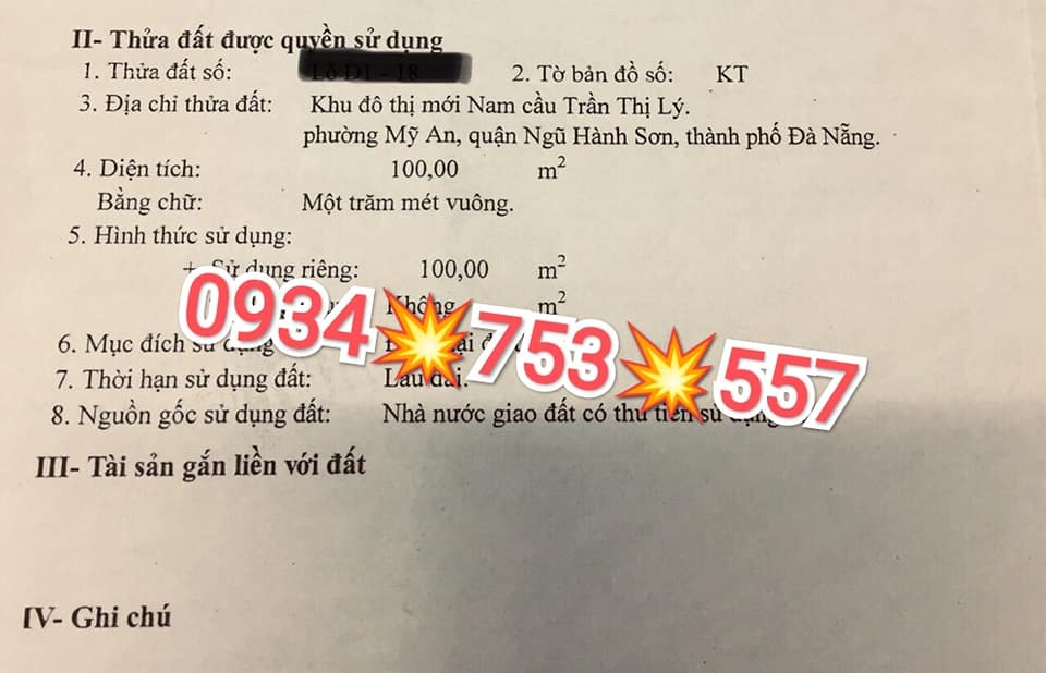 Đất nền đường Mỹ An 7, Đà Nẵng 100m² giá 5.8 tỷ - Vị trí đắc địa gần sông!
