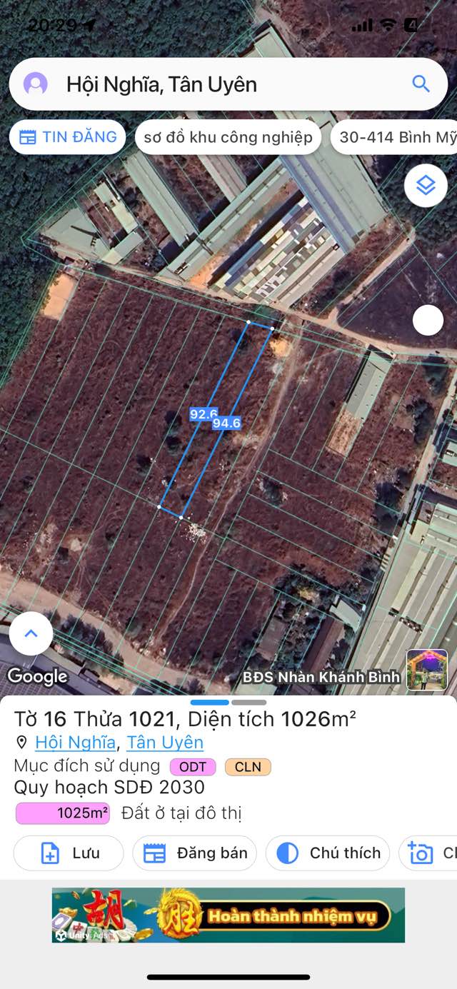 Đất nền phường Hội Nghĩa, Tân Uyên 1034m² - Pháp lý rõ ràng, đầu tư sinh lời!