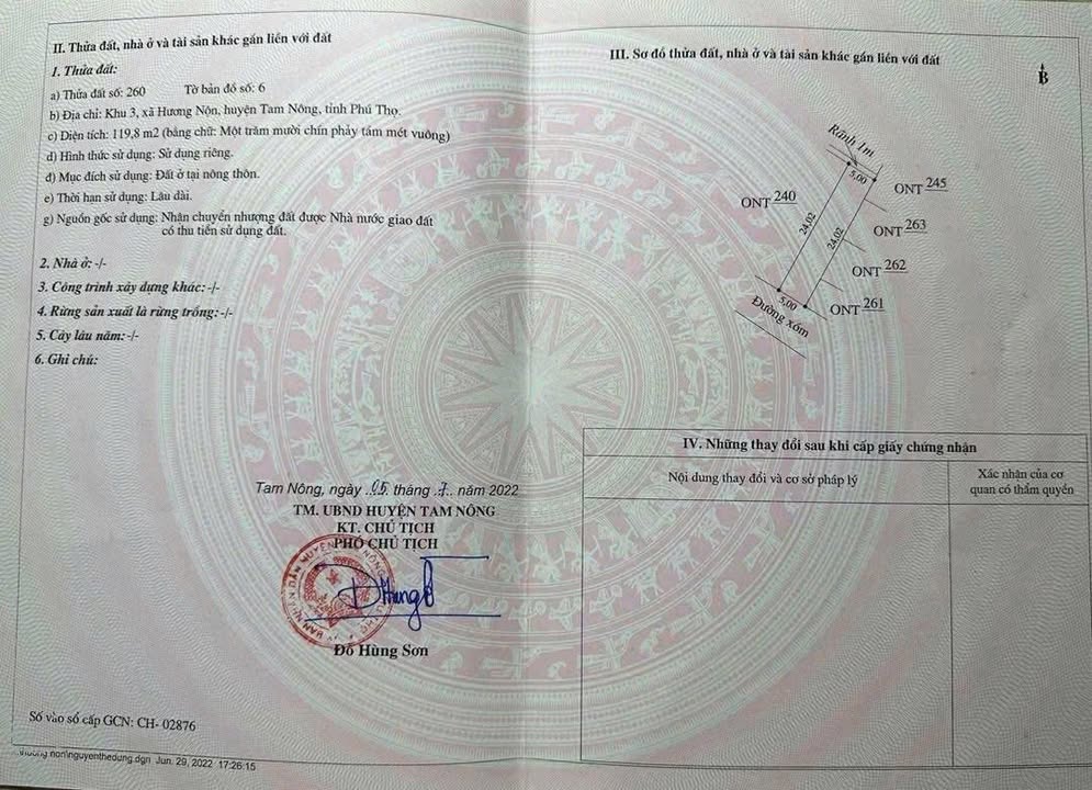 Đất thổ cư 120m² tại K3, Hương Nộn, Tam Nông - Đầu tư sinh lời ngay!