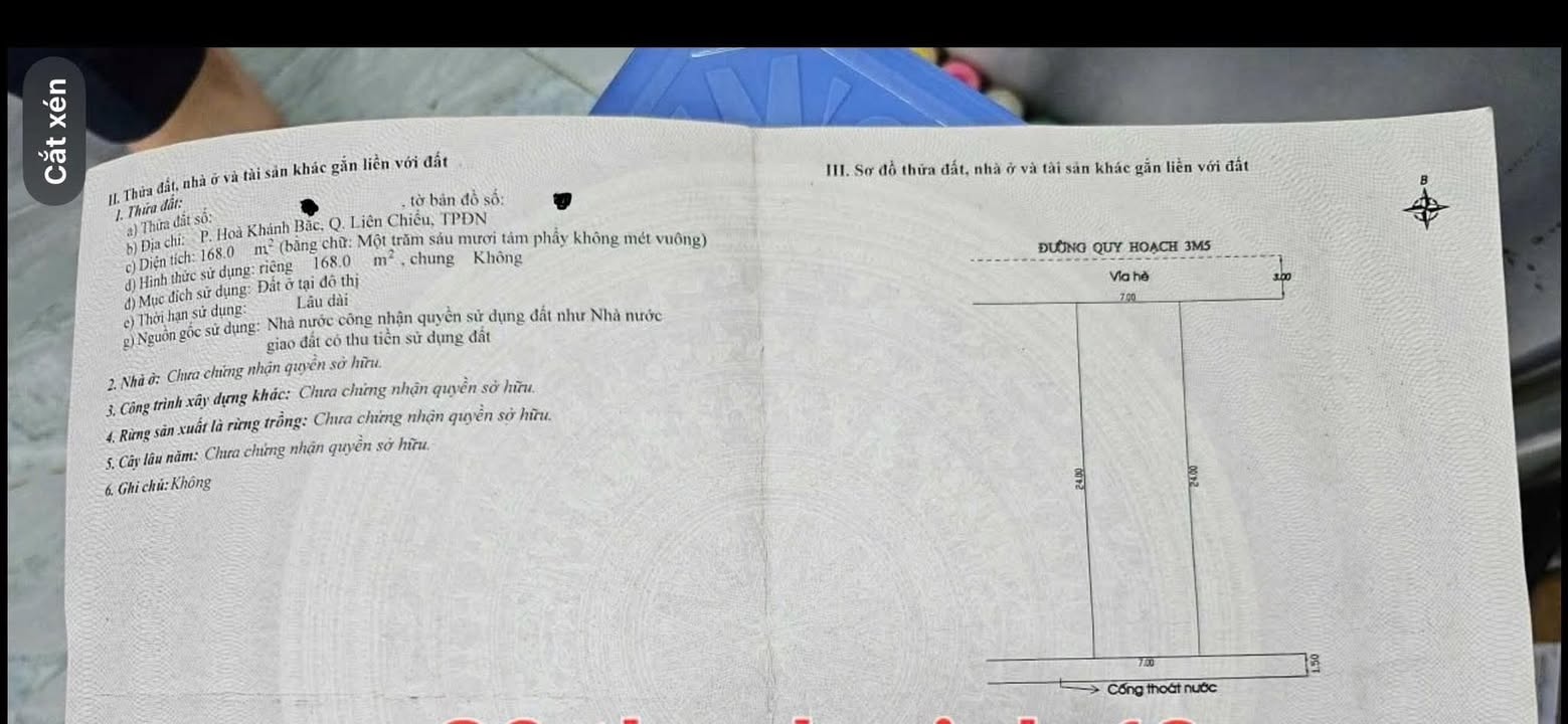 Đất nền Hòa Khánh Bắc, Đà Nẵng 168m² giá 3.4 tỷ - Chính chủ bán gấp!