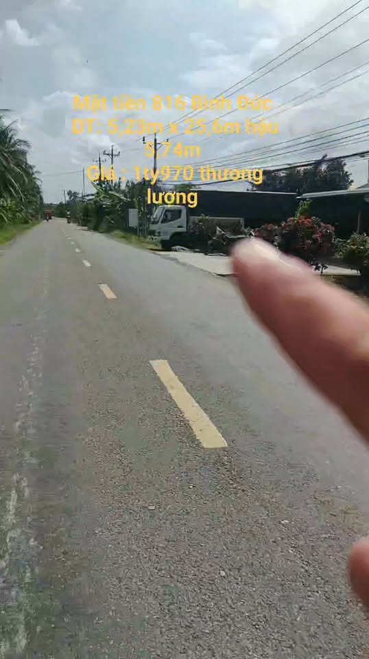 Đất thổ cư mặt tiền ĐT816, xã Bình Đức, 140m² giá chỉ 1.97 tỷ - Cơ hội đầu tư tuyệt vời!