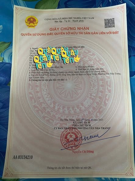 Đất TĐC Ngọc Hiệp - Phường Tây Nha Trang 99m² giá 5.148 tỷ - Sổ hồng riêng, giao thông thuận tiện!