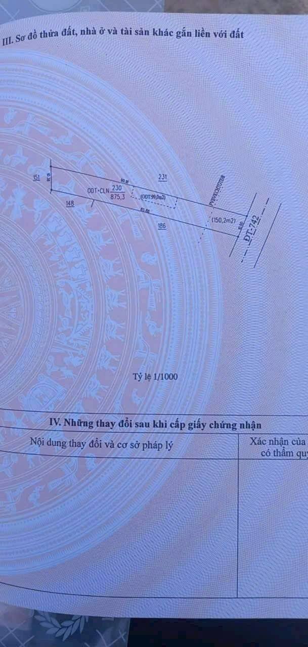 Đất nền mặt tiền ĐT 742, Tân Uyên 900m² giá chỉ 7.11 tỷ - Cơ hội đầu tư hấp dẫn!