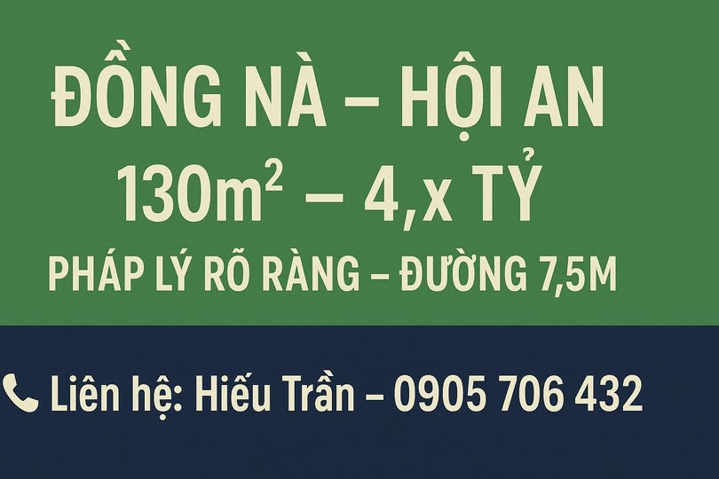 Đất nền Cẩm Châu, Hội An 130m² giá 4 tỷ - Pháp lý rõ ràng, đầu tư sinh lời!
