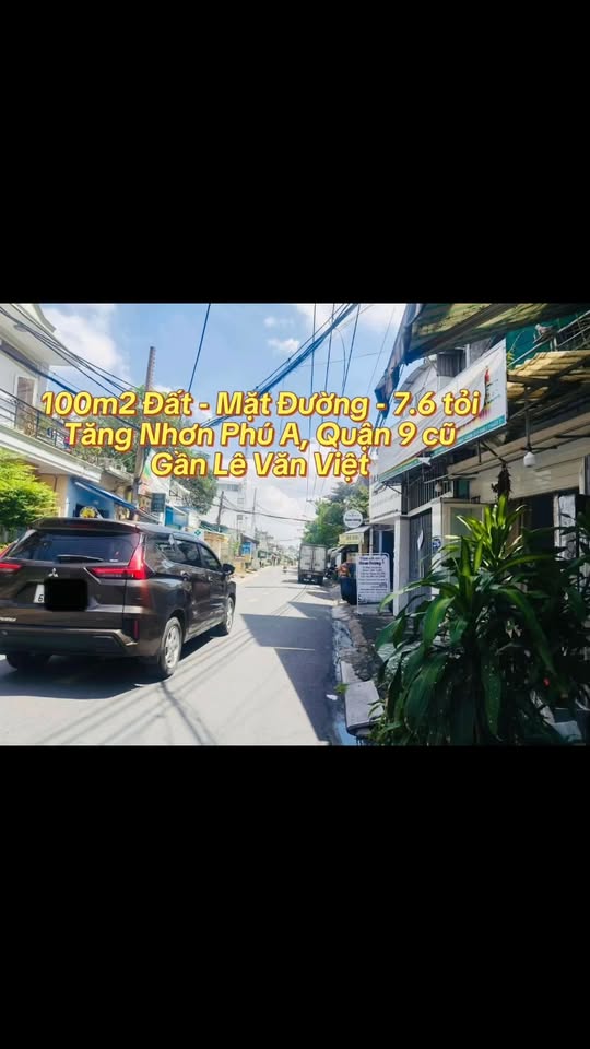 Đất mặt tiền đường Man Thiện, quận 9, 100m² giá 7.6 tỷ - Thích hợp kinh doanh!