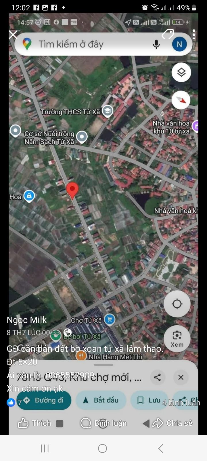 Đất Bờ Xoan Tứ Xã 100m² giá thỏa thuận - Khu an ninh tốt, hạ tầng đầy đủ!