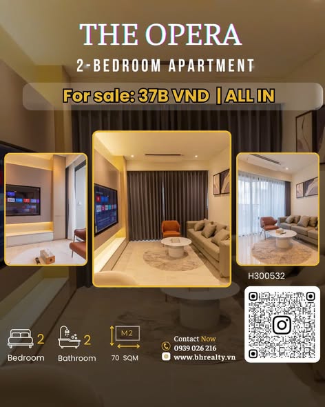 Căn hộ The Opera Thủ Thiêm 70m² giá 37 tỷ - Căn góc view sông tuyệt đẹp!