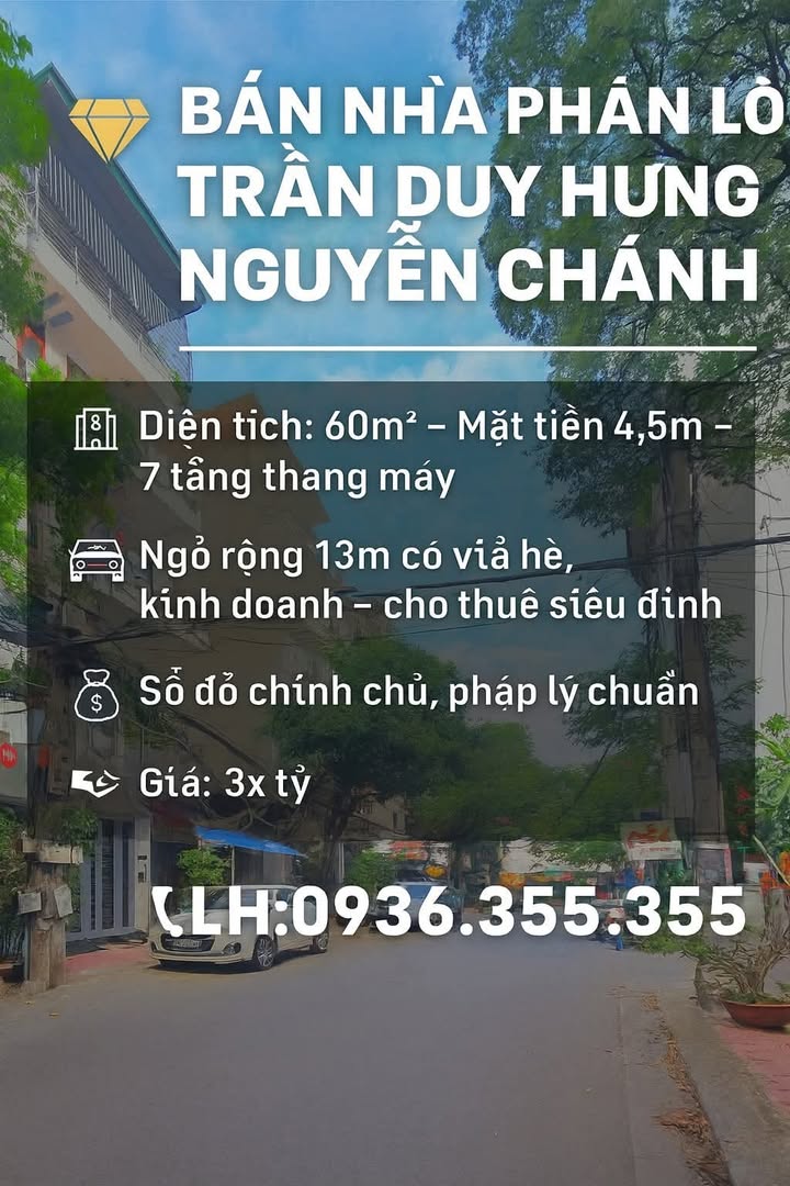 Nhà phân lô Trần Duy Hưng – Trung Hòa 60m² giá 30 tỷ - Đầu tư sinh lời tuyệt vời!