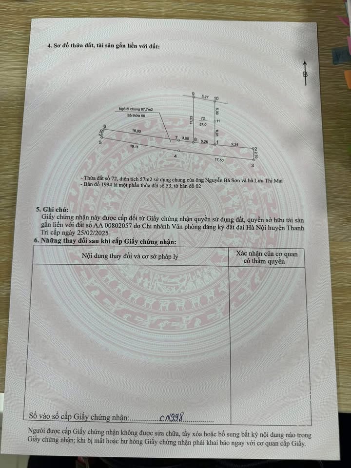 Đất Nam Phù - Thanh Trì 57m² giá 2 tỷ - Vị trí vàng, pháp lý rõ ràng!