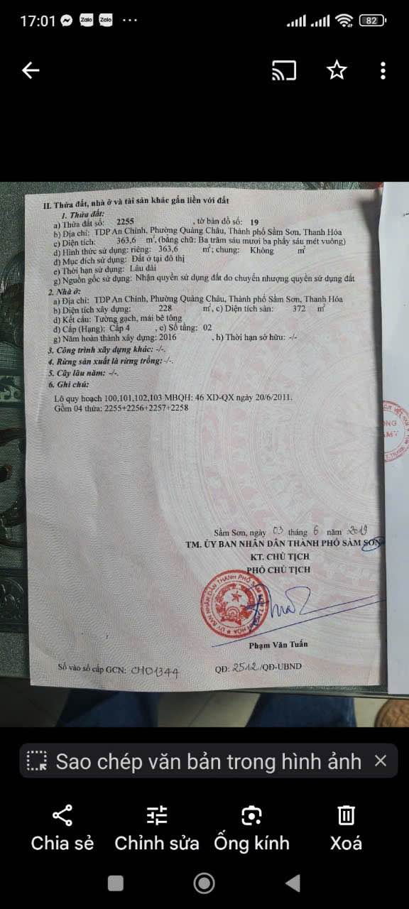 Nhà nghỉ 363.6m² tại phường Quảng Châu, Sầm Sơn - Kinh doanh ổn định, giá 8 tỷ!