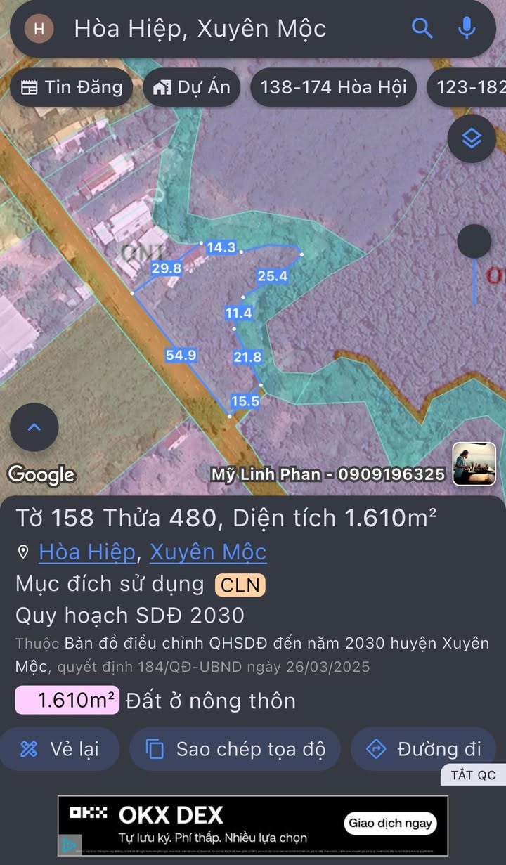 Đất nền Hòa Hiệp Xuyên Mộc 1610m² giá 120.75 triệu - Đầu tư tiềm năng!