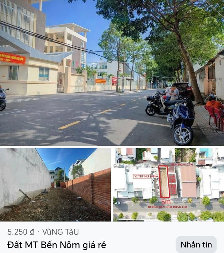 Đất nền mặt tiền đường Bến Nôm, Rạch Dừa, Vũng Tàu - 85m² - Thổ cư 100% giá 5.3 tỷ!