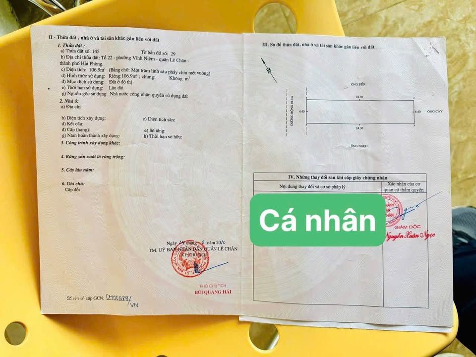 Lô đất đẹp mặt đường Khúc Thừa Dụ, Hải Phòng, 106m² - Sổ đỏ chính chủ