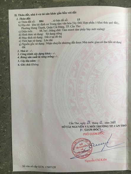 Đất nền đường số 5 Khu Văn Hóa Tây Đô, Cái Răng, Cần Thơ 88.7m² - Sổ hồng thổ cư chính chủ!