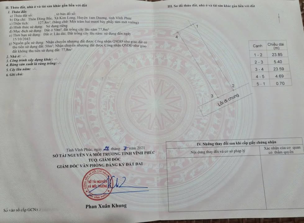 Đất TDP Đồng Bắc, Kim Long, Tam Dương 127m² giá chỉ 690 triệu - Mặt tiền rộng, ô tô vào tận nhà!