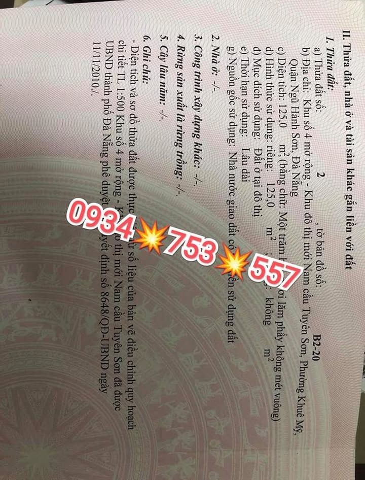 Đất nền đường Nước Mặn 4, Ngũ Hành Sơn 125m² giá 4.3 tỷ - Đầu tư lý tưởng!