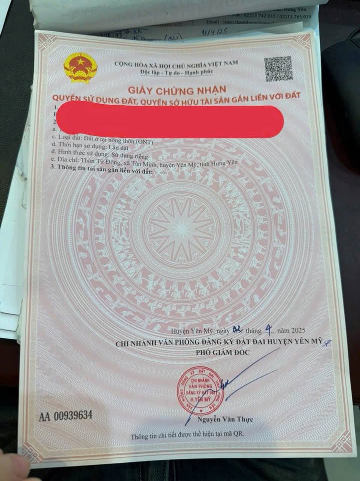 Đất nền Tân Minh, Yên Mỹ 61.5m² giá 1.8 tỷ - Sổ đỏ chính chủ, cơ hội đầu tư hấp dẫn!