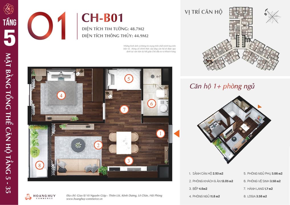 Căn hộ Hoàng Huy Commerce quận Lê Chân 48m² giá 2.16 tỷ - Full nội thất cao cấp!