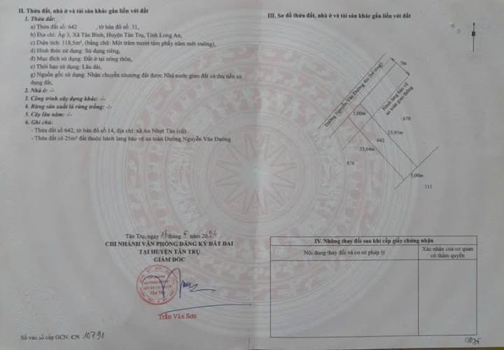 Đất thổ cư 119m² mặt tiền hẻm xe tải tại Tân Bình, Long An - Giá chỉ 850 triệu