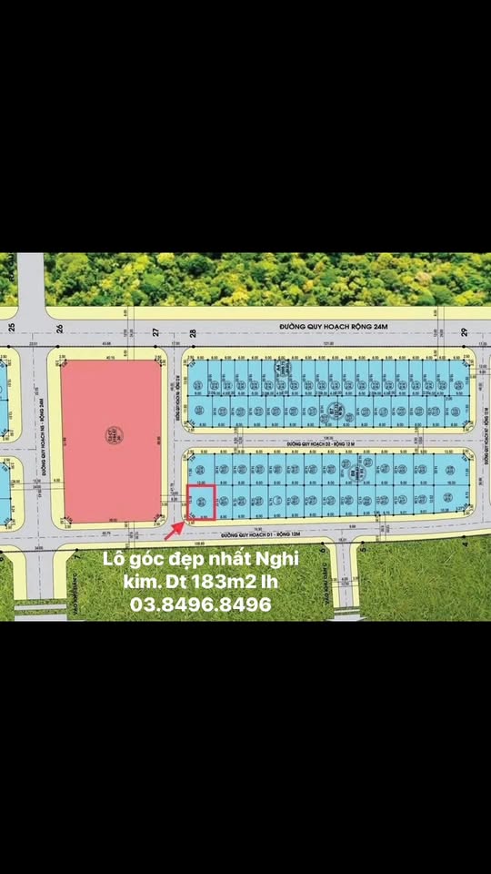Đất nền Nghi Kim 183m² giá thỏa thuận - Lô góc đắc địa, đường rộng 12m!