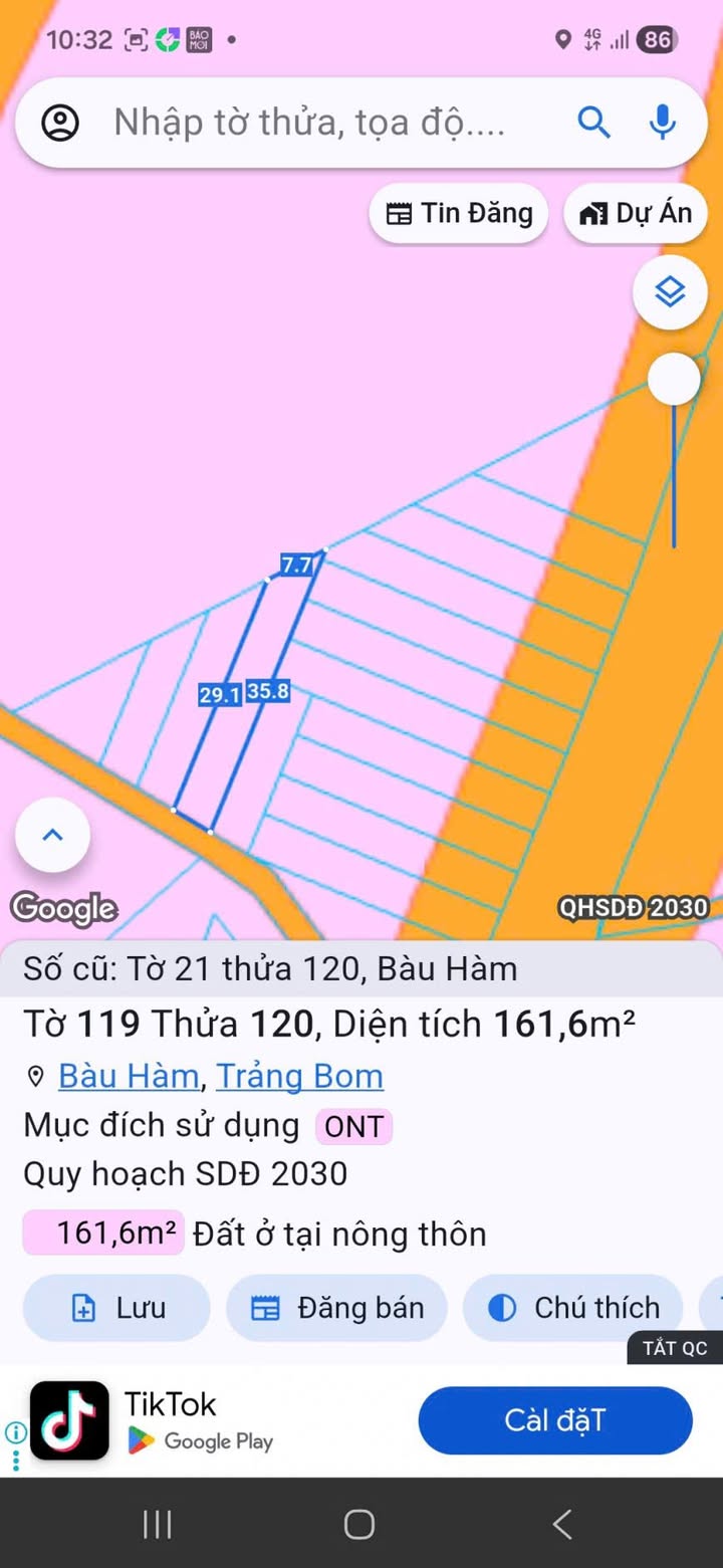 Đất nền 30/4, xã Bàu Hàm, 161m² giá 800 triệu - Sổ đỏ chính chủ!