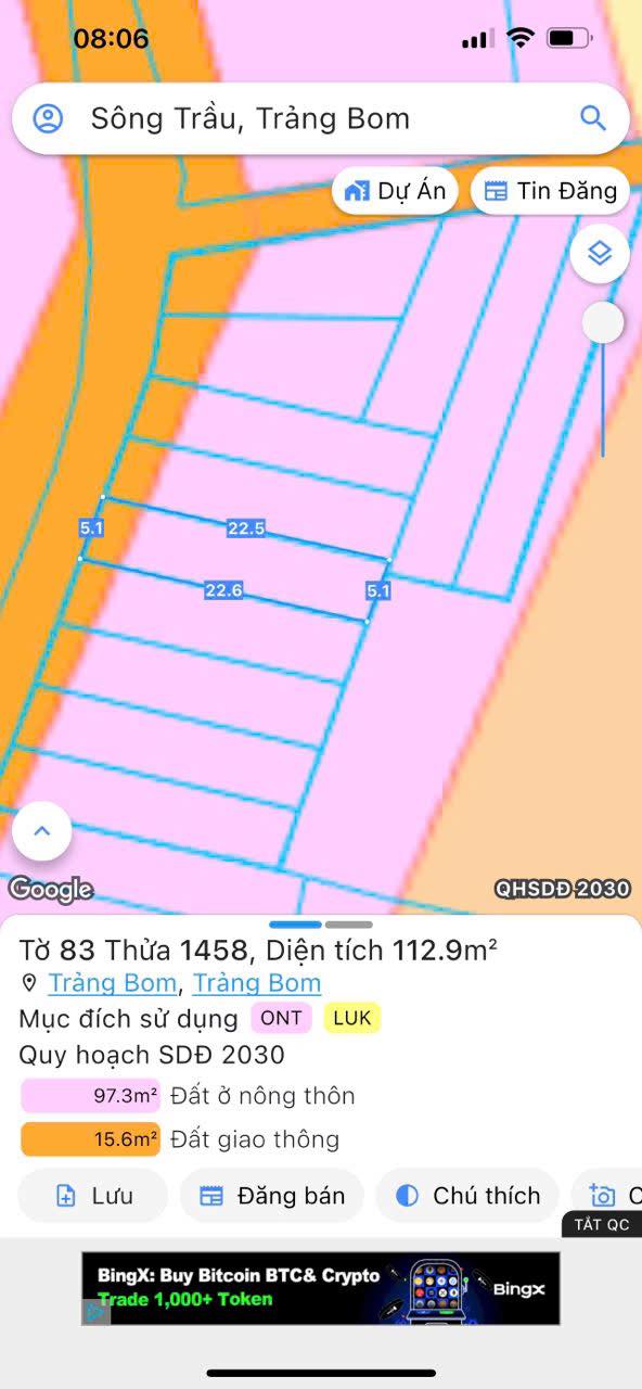 Lô đất đẹp Sông Trầu, Trảng Bom 112.9m² - Pháp lý rõ ràng, giá tốt!
