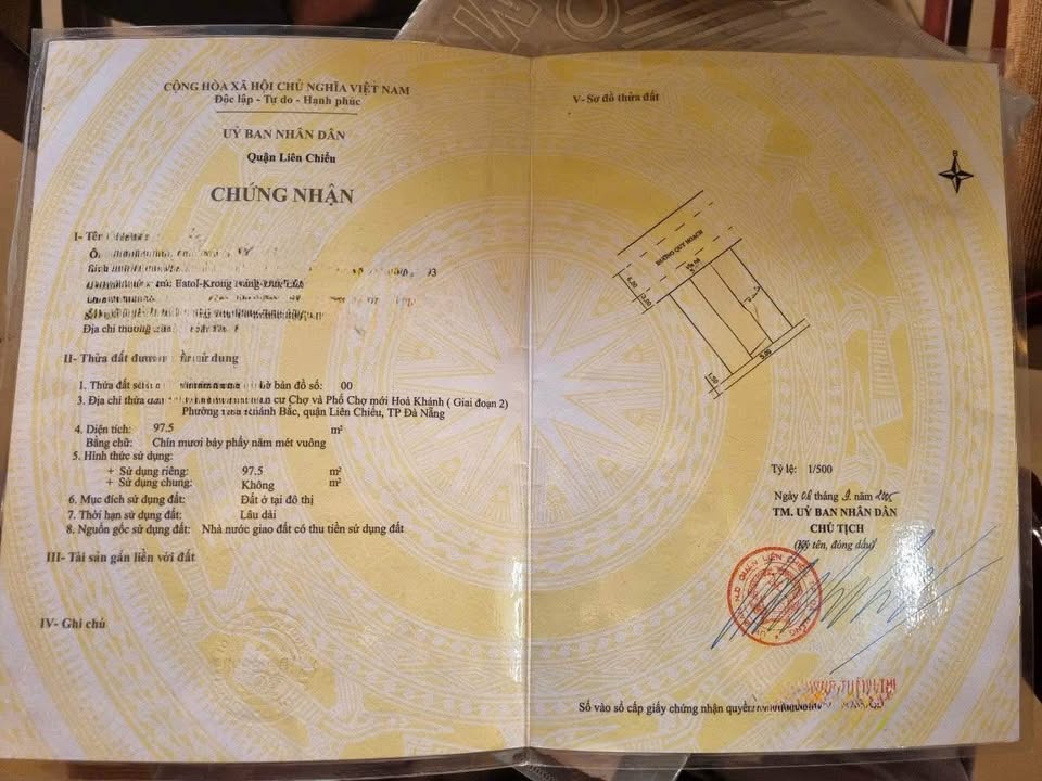 Lô đất mặt tiền đường Đồng Bài 1, Liên Chiểu, Đà Nẵng - Diện tích 97,5m² giá 6,09 tỷ - Sát chợ Hòa Khánh!
