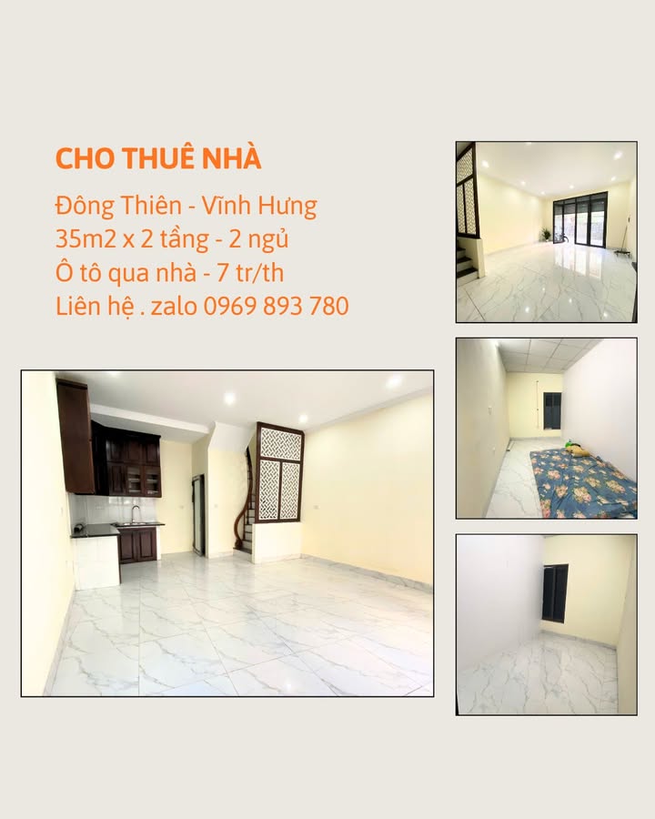 Nhà cho thuê đường Đông Thiên, Vĩnh Hưng 2 tầng giá 7 triệu - Vào ở ngay!