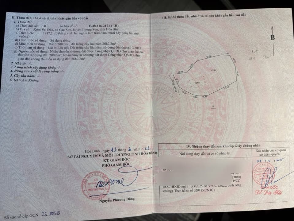 Đất 2887.2m² tại Cao Sơn, Lương Sơn, Hòa Bình - Giá chỉ 10 tỷ, chính chủ bán!