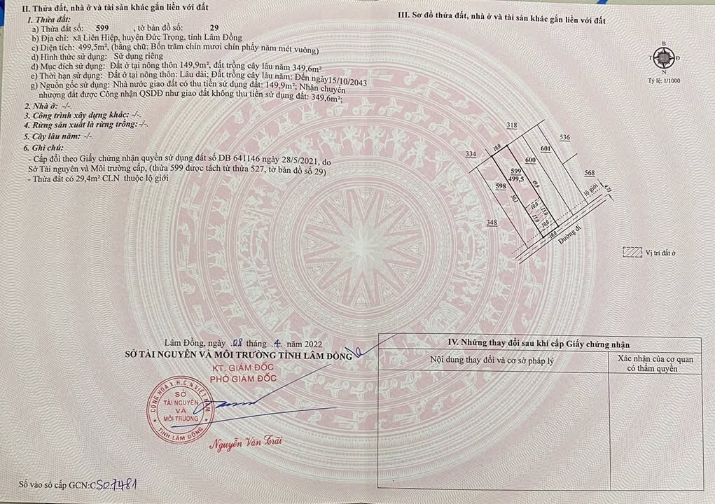 Đất thổ cư Liên Hiệp, Đức Trọng 490m² giá 2.7 tỷ - Cơ hội đầu tư sinh lời cao!